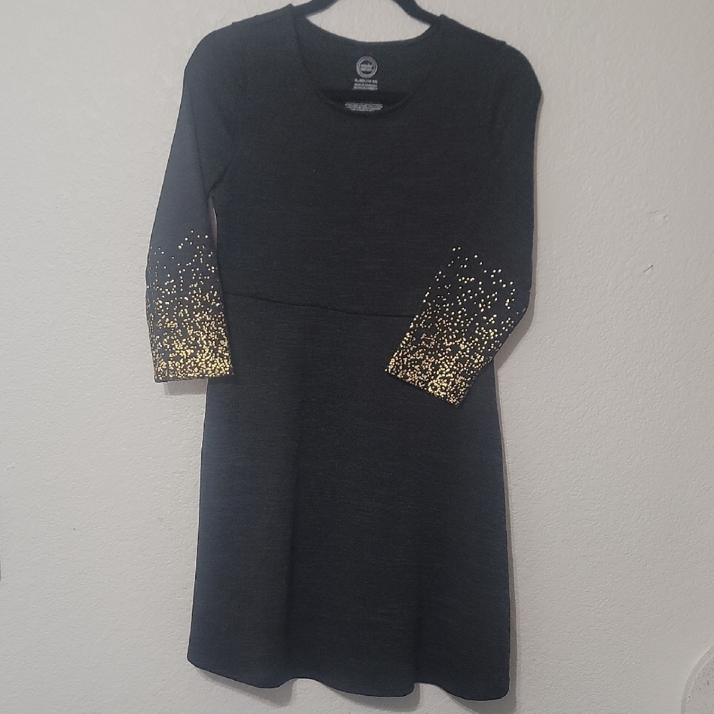 Wonder Nation Black Dress with Gold Accents